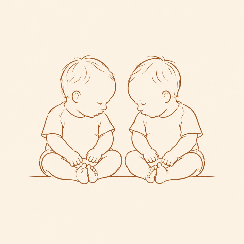 Line drawing of Jesse and Joel sitting side by side, looking down